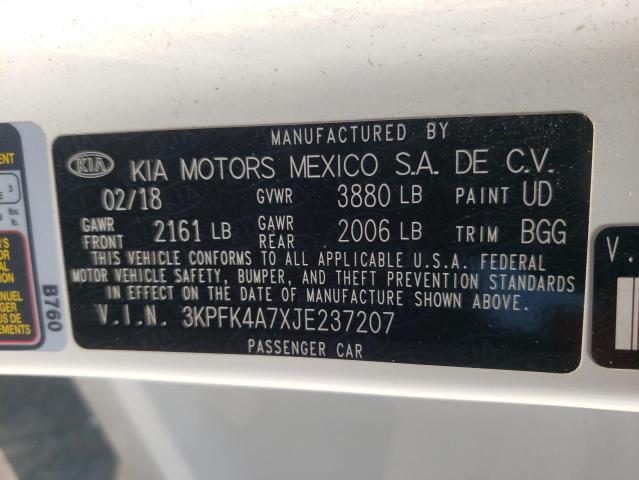Photo 10 from auction – 2018 KIA FORTE LX with VIN 3KPFK4A7XJE237207