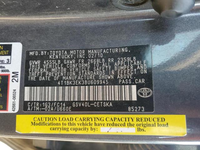 Photo 10 from auction – 2011 TOYOTA CAMRY SE with VIN 4T1BK3EK3BU609945