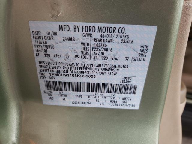 Photo 10 from auction – 2008 FORD ESCAPE XLT with VIN 1FMCU93198KC99008