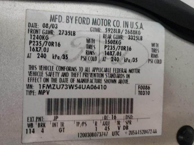 Photo 10 from auction – 2004 FORD EXPLORER X with VIN 1FMZU73W54UA06410