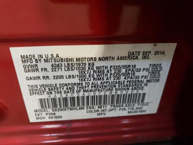 Photo 10 from auction – 2015 MITSUBISHI OUTLANDER with VIN 4A4AP3AU6FE009969