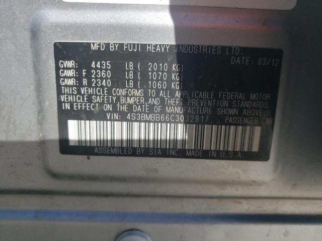 Photo 10 from auction – 2012 SUBARU LEGACY 2.5 with VIN 4S3BMBB66C3032917