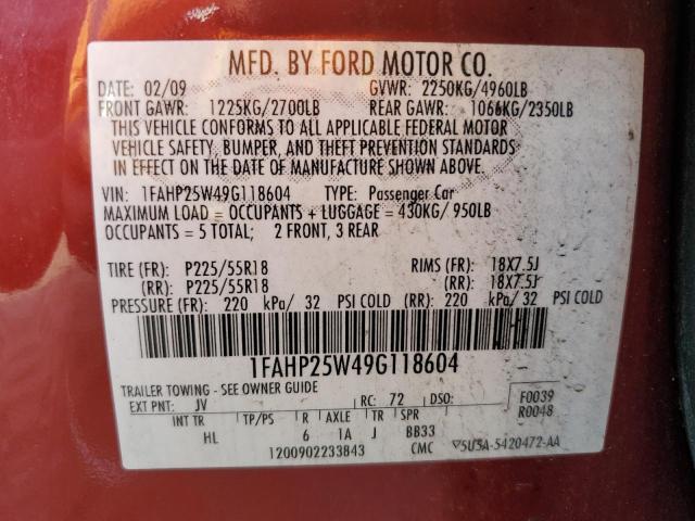 Photo 10 from auction – 2009 FORD TAURUS LIM with VIN 1FAHP25W49G118604