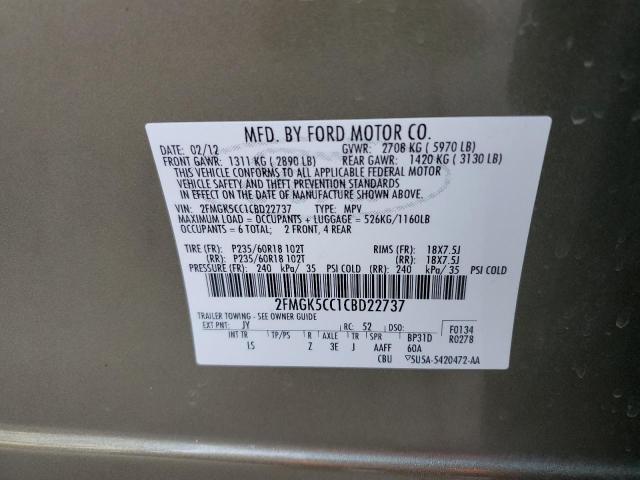 Photo 10 from auction – 2012 FORD FLEX SEL with VIN 2FMGK5CC1CBD22737