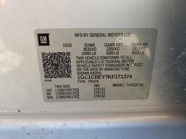 Photo 10 from auction – 2019 CHEVROLET 2500 with VIN 1GC1CREY7KF171374