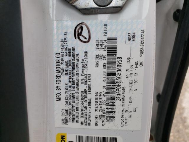 Photo 10 from auction – 2016 FORD FUSION SE with VIN 3FA6P0HD5GR360958
