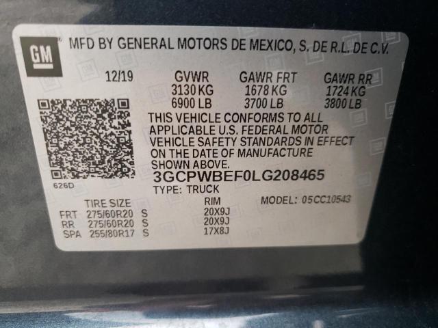 Photo 10 from auction – 2020 CHEVROLET SILVERADO with VIN 3GCPWBEF0LG208465