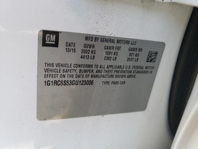 Photo 10 from auction – 2016 CHEVROLET VOLT LT with VIN 1G1RC6S53GU123006
