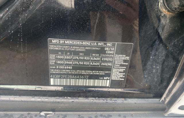 Photo 10 from auction – 2011 MERCEDES-BENZ GL 350 BLU with VIN 4JGBF2FE2BA643612