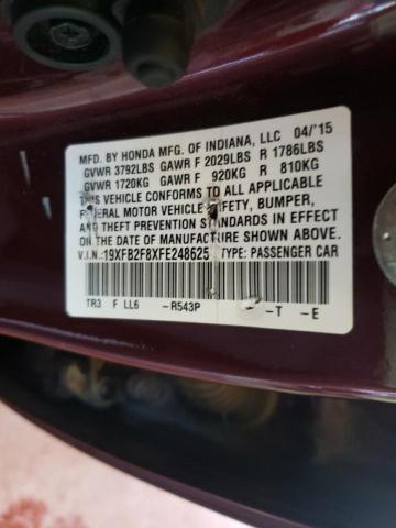Photo 10 from auction – 2015 HONDA CIVIC EX with VIN 19XFB2F8XFE248625