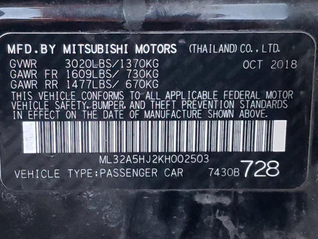 Photo 10 from auction – 2019 MITSUBISHI MIRAGE LE with VIN ML32A5HJ2KH002503