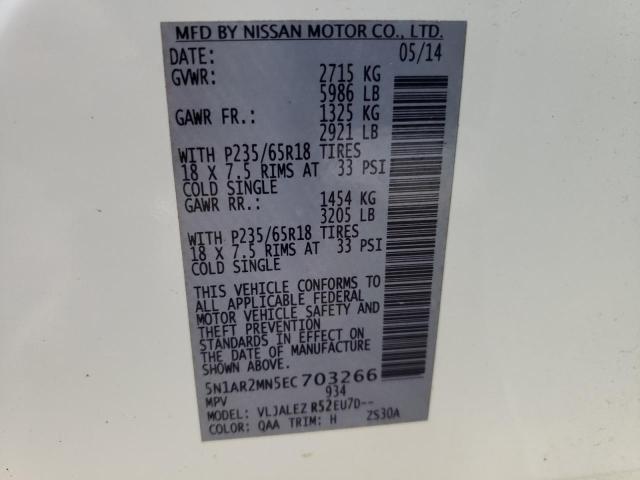 Zdjęcie 10 z aukcji – 2014 NISSAN PATHFINDER z VIN 5N1AR2MN5EC703266