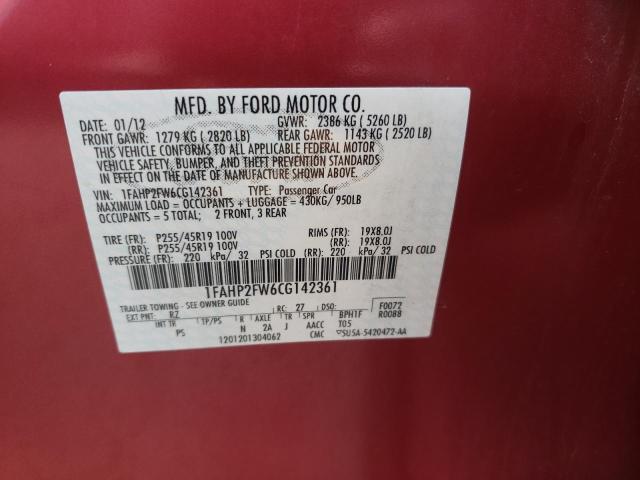 Photo 10 from auction – 2012 FORD TAURUS LIM with VIN 1FAHP2FW6CG142361