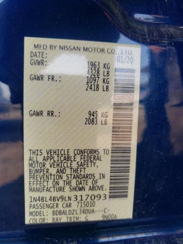 Photo 10 from auction – 2020 NISSAN ALTIMA S with VIN 1N4BL4BV9LN317093