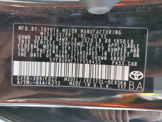Photo 10 from auction – 2014 TOYOTA COROLLA L with VIN 5YFBURHE2EP058433