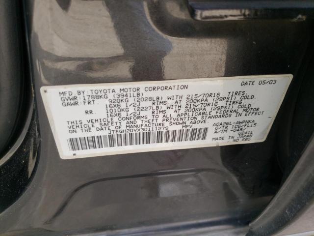 Photo 10 from auction – 2003 TOYOTA RAV4 with VIN JTEGH20VX30111279