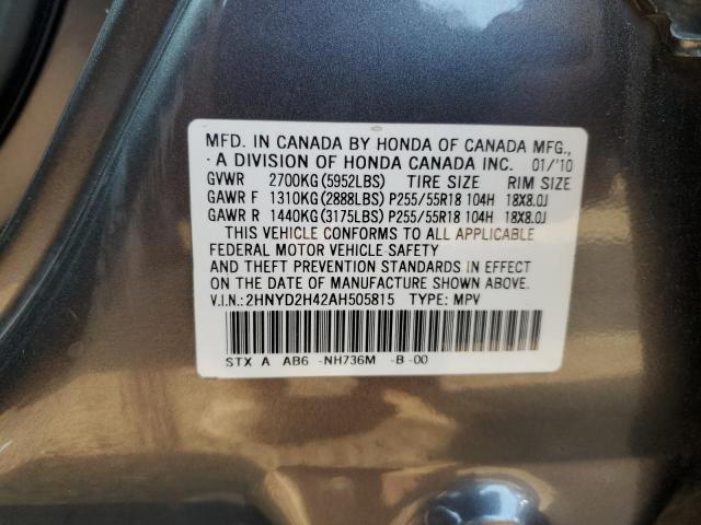 Photo 10 from auction – 2010 ACURA MDX TECHNO with VIN 2HNYD2H42AH505815