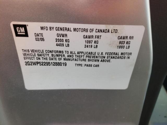 Photo 10 from auction – 2005 PONTIAC GRAND PRIX with VIN 2G2WP522951288019