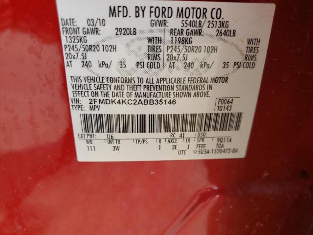 Photo 10 from auction – 2010 FORD EDGE LIMIT with VIN 2FMDK4KC2ABB35146