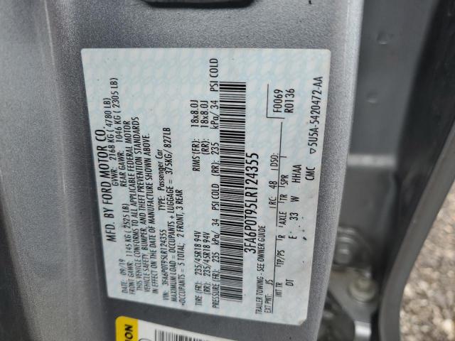 Photo 10 from auction – 2020 FORD FUSION SE with VIN 3FA6P0T95LR124355