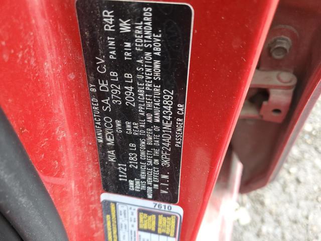 Photo 10 from auction – 2022 KIA FORTE FE with VIN 3KPF24AD1NE434892