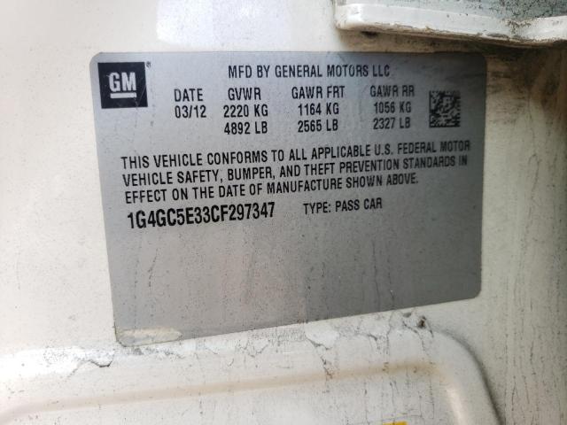 Photo 10 from auction – 2012 BUICK LACROSSE with VIN 1G4GC5E33CF297347
