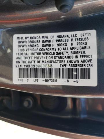 Photo 10 from auction – 2012 HONDA CIVIC LX with VIN 19XFB2F56CE305646