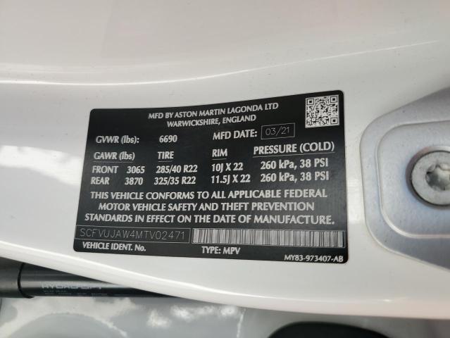 Zdjęcie 10 z aukcji – 2021 ASTON MARTIN DBX z VIN SCFVUJAW4MTV02471