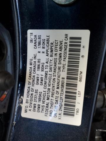 Photo 10 from auction – 2018 HONDA CIVIC EX with VIN 2HGFC2F72JH589018