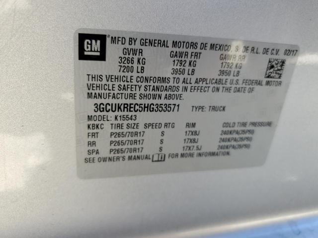 Photo 10 from auction – 2017 CHEVROLET SILVERADO with VIN 3GCUKREC5HG353571