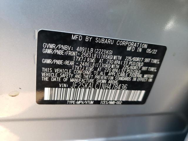 Photo 10 from auction – 2022 SUBARU FORESTER W with VIN JF2SKALC1NH478436