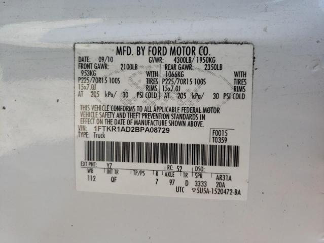 Photo 10 from auction – 2011 FORD RANGER with VIN 1FTKR1AD2BPA08729