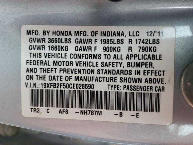 Photo 10 from auction – 2012 HONDA CIVIC with VIN 19XFB2F50CE028590