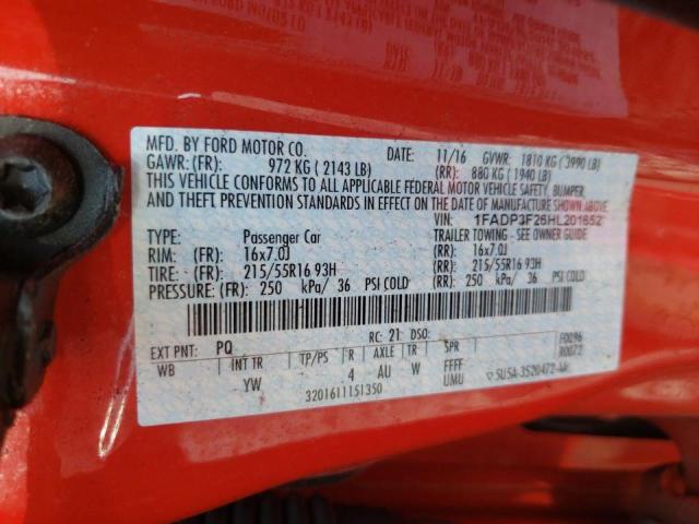 Photo 10 from auction – 2017 FORD FOCUS SE with VIN 1FADP3F26HL201652