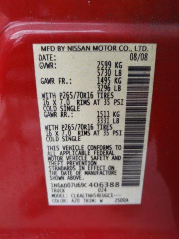 Photo 10 from auction – 2009 NISSAN FRONTIER C with VIN 1N6AD07U69C406388