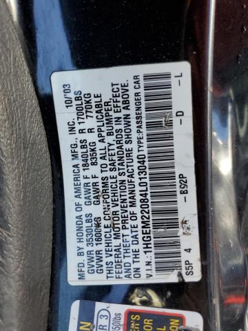 Photo 10 from auction – 2004 HONDA CIVIC EX with VIN 1HGEM22084L013040