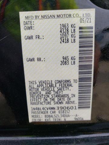 Photo 10 from auction – 2021 NISSAN ALTIMA SR with VIN 1N4BL4CV4MN390601