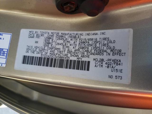 Photo 10 from auction – 2004 TOYOTA SIENNA CE with VIN 5TDZA23C34S004455