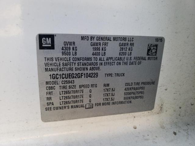 Photo 10 from auction – 2016 CHEVROLET SILVERADO with VIN 1GC1CUEG2GF104229