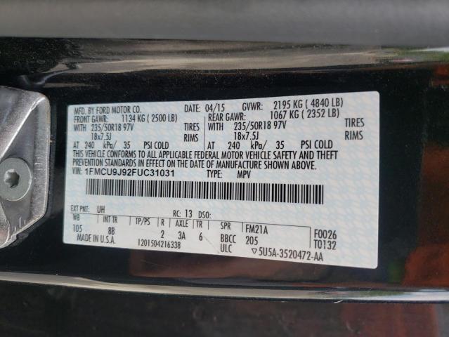 Photo 10 from auction – 2015 FORD ESCAPE TIT with VIN 1FMCU9J92FUC31031