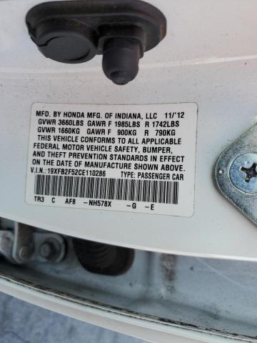 Фото 10 с аукциона – 2012 HONDA CIVIC LX с VIN 19XFB2F52CE110286
