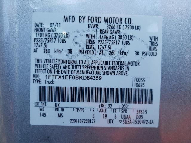 Photo 10 from auction – 2011 FORD F150 SUPER with VIN 1FTFX1EF0BKD84359
