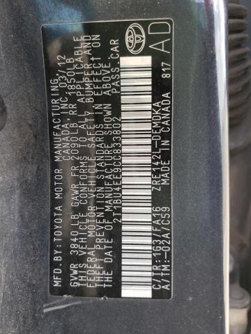 Photo 10 from auction – 2012 TOYOTA COROLLA BA with VIN 2T1BU4EE9CC833802