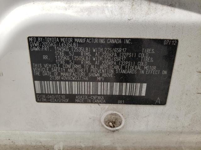 Photo 10 from auction – 2012 TOYOTA RAV 4 with VIN 2T3BF4DVXCW237146