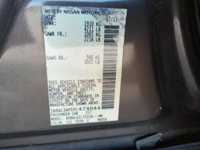 Photo 10 from auction – 2015 NISSAN ALTIMA 2.5 with VIN 1N4AL3AP1FC474044