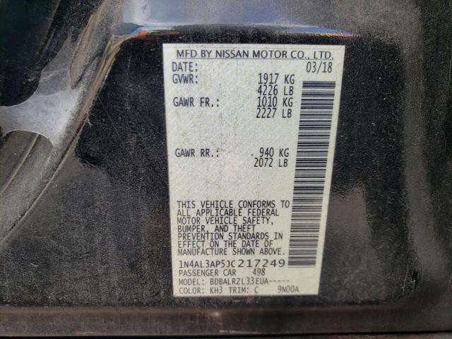 Photo 10 from auction – 2018 NISSAN ALTIMA 2.5 with VIN 1N4AL3AP5JC217249