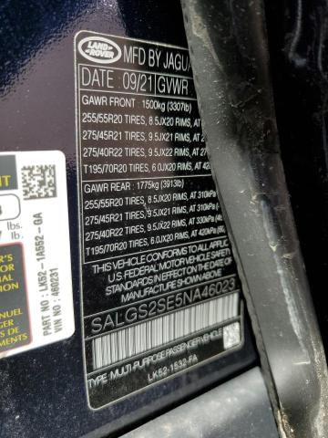 Photo 10 from auction – 2022 LAND ROVER RANGE ROVE with VIN SALGS2SE5NA460231