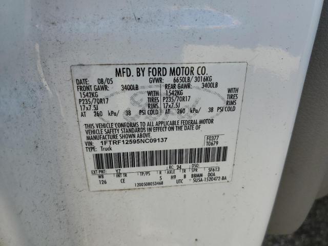 Photo 10 from auction – 2005 FORD F150 with VIN 1FTRF12595NC09137