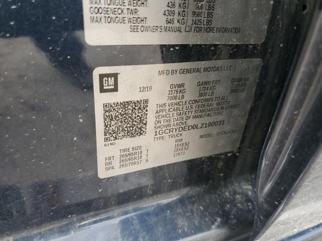 Photo 10 from auction – 2020 CHEVROLET SILVERADO with VIN 1GCRYDED0LZ190031