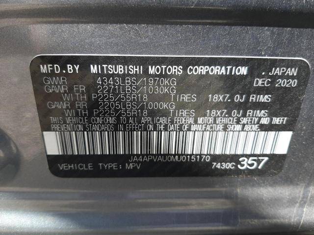 Photo 10 from auction – 2021 MITSUBISHI OUTLANDER with VIN JA4APVAU0MU015170